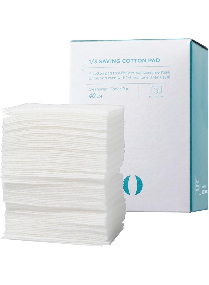 ILSO 1/3 Saving Cotton Pad, Thin Layer Perfect for DIY Toner pad and mask, 40 Sheets, Korean Skincare (50 x 70mm) - Image 1